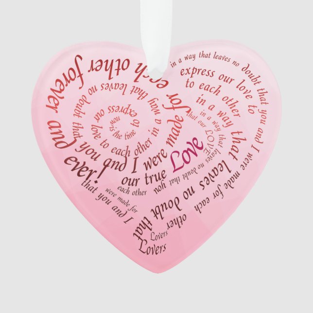 Romantic Lovers Vow Calligraphy Heart Ornament (Front)