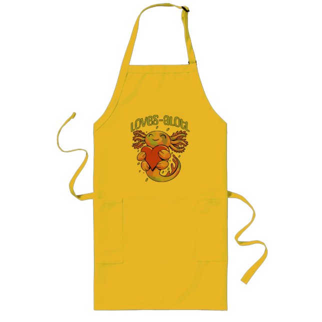 Romantic Loves - happy axolotl Long Apron (Front)