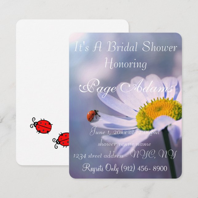 Romantic luck ladybug Bridal Shower Destiny Invitation (Front/Back)