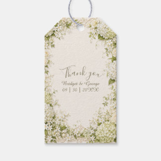 romantic Lush Green White Hydrangea floral Wedding Gift Tags