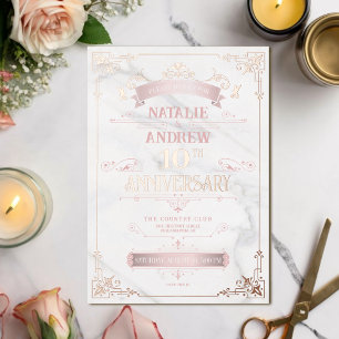 Romantic Luxe Rose Gold Marble Foil Anniversary