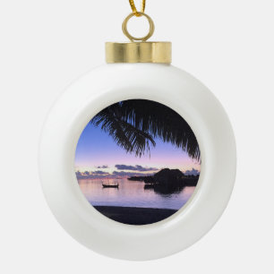 Romantic Maldives Tropical Sunset Ceramic Ball Christmas Ornament