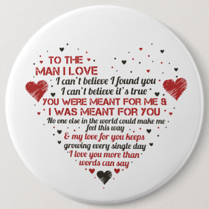 romantic man love word art Valentine Holiday 6 Cm Round Badge