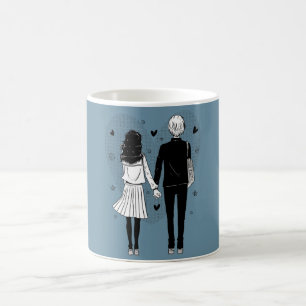 Romantic Manga Couple Holding Hands Mug
