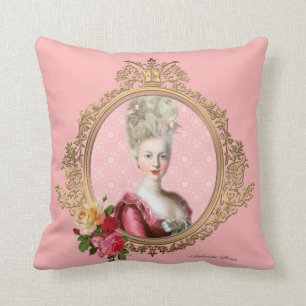 Romantic Marie Antoinette portrait cushion pink