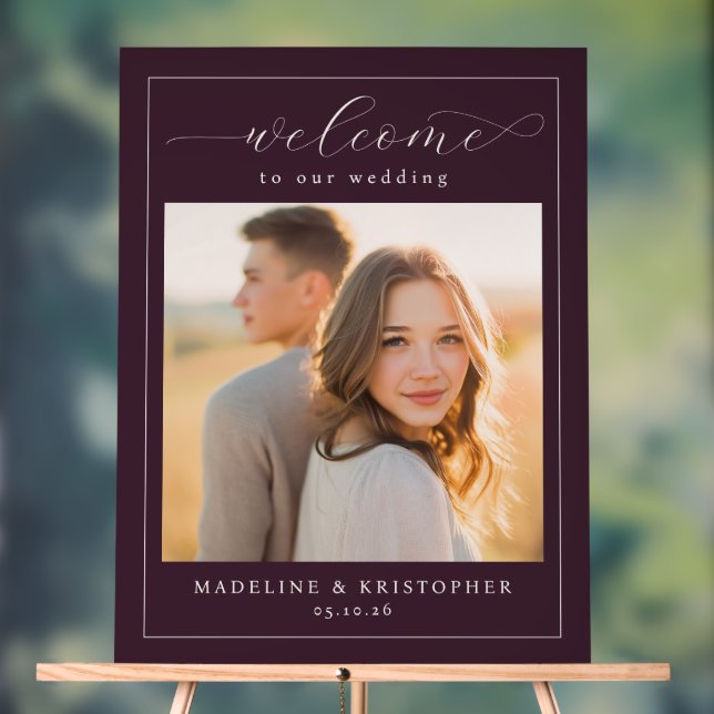 Romantic Maroon Contemporary Photo Acrylic Sign (Neutral)