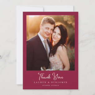Romantic Maroon Elegant Photo Thank You Card