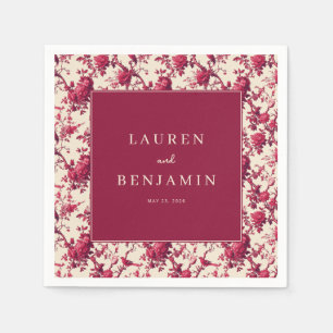 Romantic Maroon Floral Roses Napkin