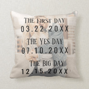 Romantic Married Couple Dates Picture Typography Cushion