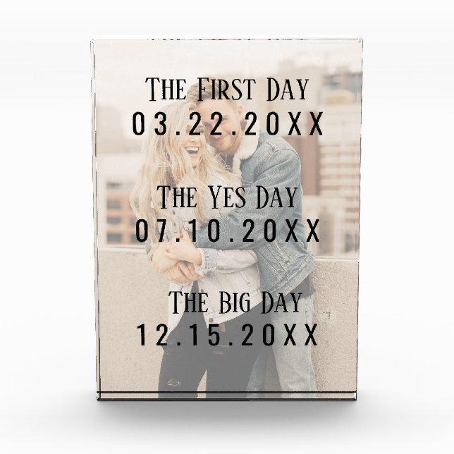 Romantic Married Couple Dates Picture Typography Photo Block (Front)