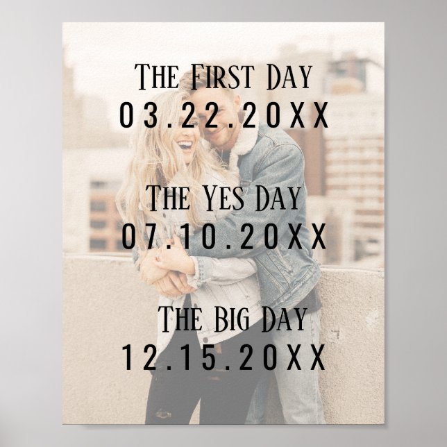 Romantic Married Couple Dates Picture Typography Poster (Front)