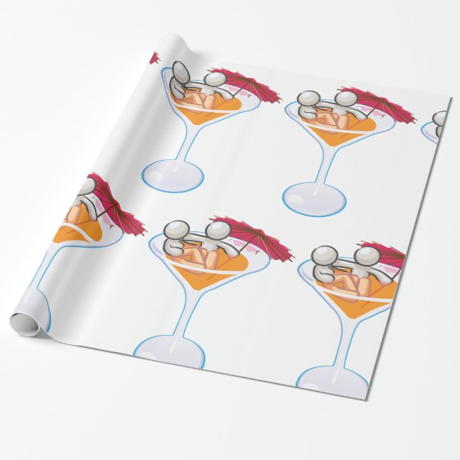 Romantic Martini Wrapping Paper (Unrolled)