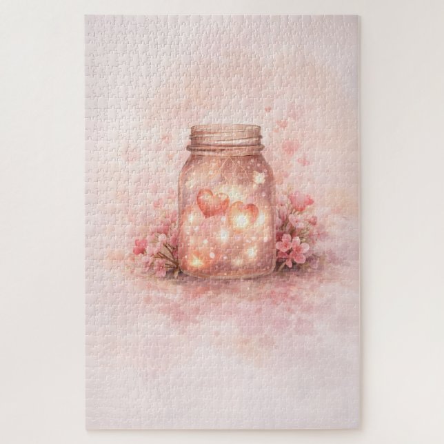 Romantic Mason Jar Hearts Jigsaw Puzzle (Vertical)