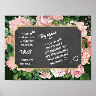 Romantic Math Dialogue in the Black Board - Funny Poster
