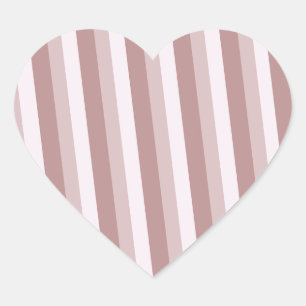 Romantic Mauve and Pale Pink Striped Heart Sticker