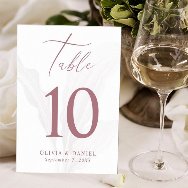 Romantic Mauve Minimal Elegant Wedding  Table Number (Creator Uploaded)