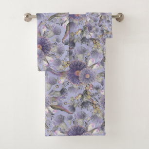 Romantic Mauve Wattle & Eucalyptus Bath Towel Set