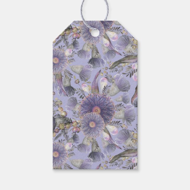 Romantic Mauve Wattle & Eucalyptus Gift Tags (Front)