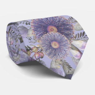 Romantic Mauve Wattle & Eucalyptus Tie