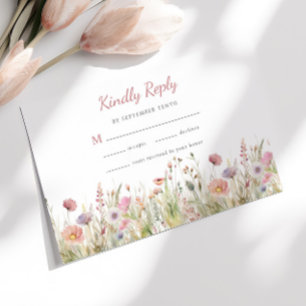 Romantic Meadow Wildflower Garden Romance RSVP Card