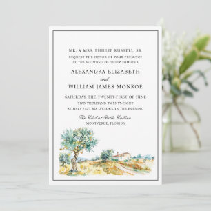Romantic Mediterranean Watercolor Wedding Invitation