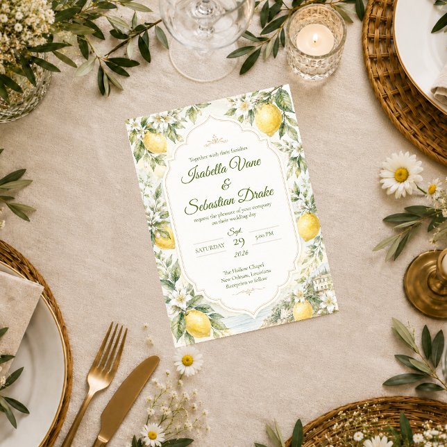 Romantic Mediterranean Wedding Invitation (Creator Uploaded)