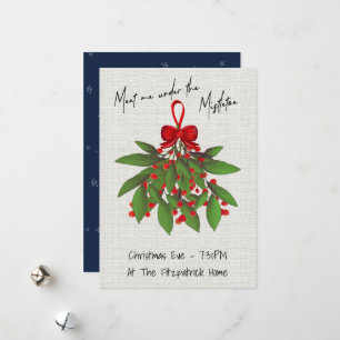 Romantic Meet Me Under the Mistletoe Christmas Holiday Card