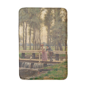 Romantic Meeting Place (by Edmund Blair Leighton) Bath Mat