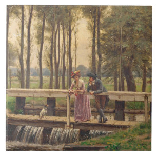 Romantic Meeting Place (by Edmund Blair Leighton) Ceramic Tile