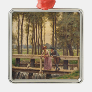 Romantic Meeting Place (by Edmund Blair Leighton) Metal Ornament