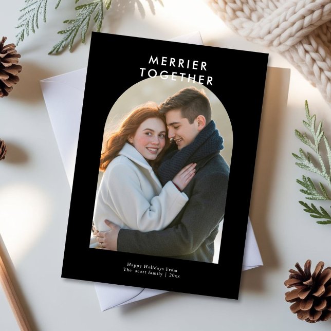 Romantic Merrier Together Holiday Card for Couples (Creator Uploaded)