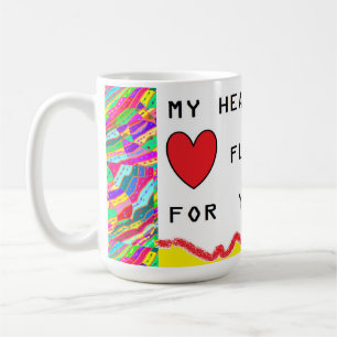 Romantic message and art about hearts coffee mug