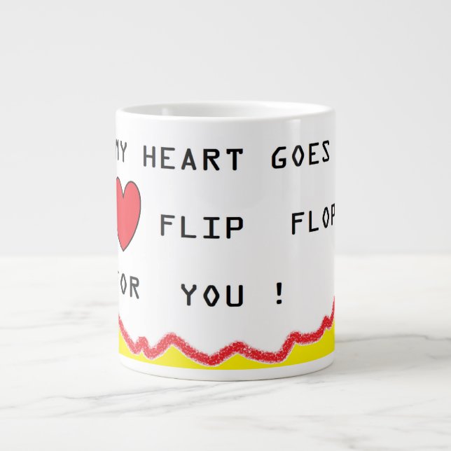 Romantic message and art about hearts large coffee mug (Front)
