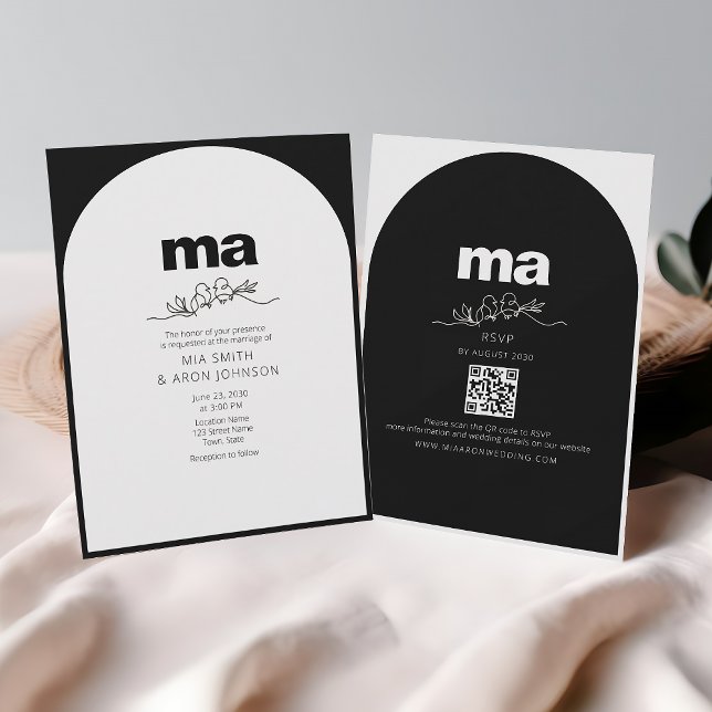 Romantic Minimal Black and White Wedding Invitation (Creator Uploaded)