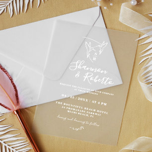 Romantic Minimal Botanical Monogram Wedding Acrylic Invitations