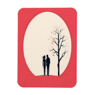 Romantic Minimalist Couple Art Magnet