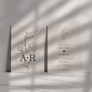 Romantic Minimalist Floral Wedding Invitation