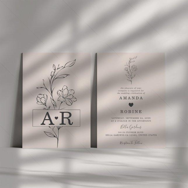 Romantic Minimalist Floral Wedding Invitation (Creator Uploaded)