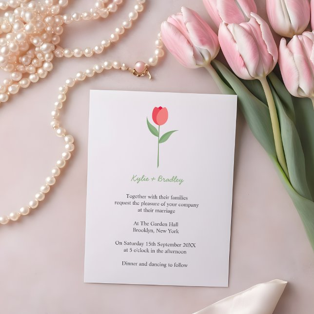 Romantic Minimalist Pink Tulip Invitation (Creator Uploaded)
