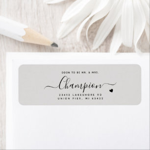 Romantic Minimalist Script Dove Grey Wedding Return Address Label