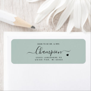 Romantic Minimalist Script Mint Green Wedding Return Address Label