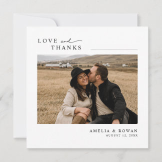 Romantic Minimalist Wedding Thank You Photo Card