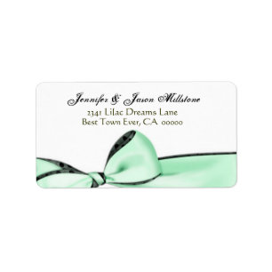Romantic Mint Green Bow Wedding Label