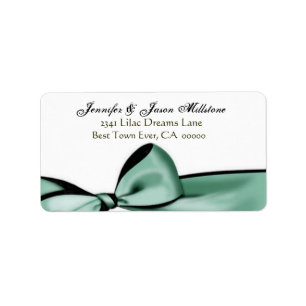 Romantic Mint Green Bow Wedding Label