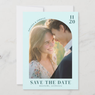 Romantic Mint Green Minimalist Photo Save The Date