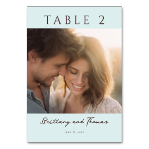 Romantic Mint Minimalist Photo Table Number