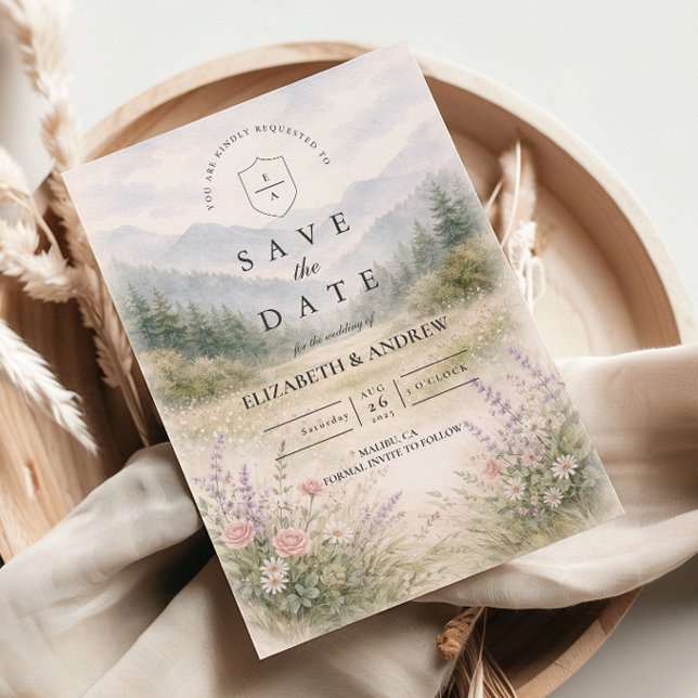 Romantic Misty Mountain Forest Wedding Save The Date (Creator Uploaded)