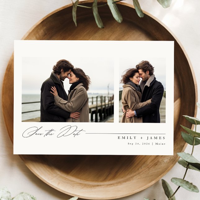 Romantic Modern 4 Photo Wedding Save The Date (Creator Uploaded)