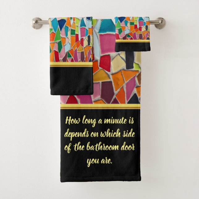 Romantic Modern Art Geometry mosaic gold foil Bath Bath Towel Set (Insitu)