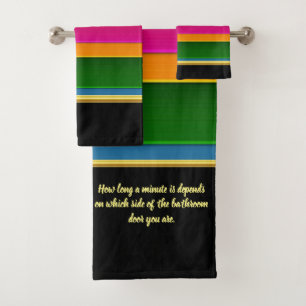 Romantic Modern Art Geometry rainbow stripes Bath Towel Set